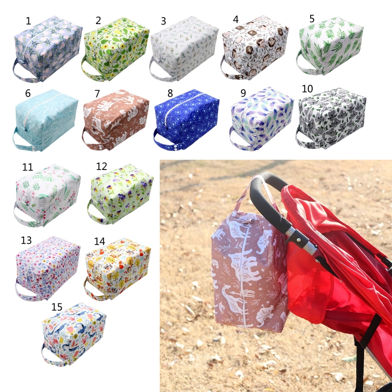 Reusable Cloth Diaper Wet Dry Bags Large HangingButtons for Stroller Waterproof Pod Cloth Diaper Bag Zippered Pockets 87HD